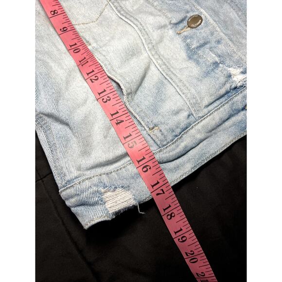 Hollister cropped denim jean jacket womens small y2k 2000s trendy rocker punk - Picture 7 of 7